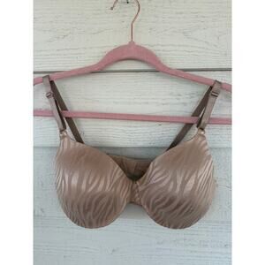 Nude Zebra Print T-Shirt Bra Full Coverage Underwire Beige Neutral Everyday 34D